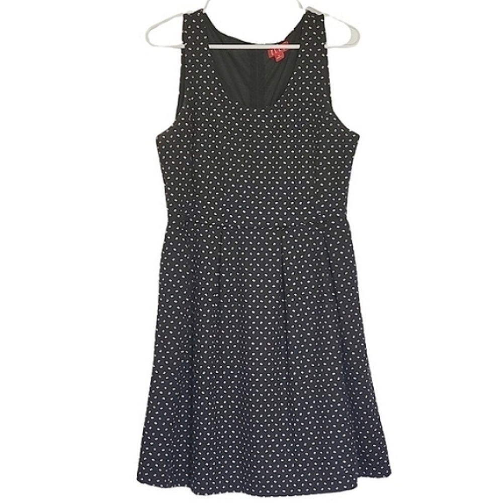 7131 * Elle Polka Dot Midi Dress Black White Size 12